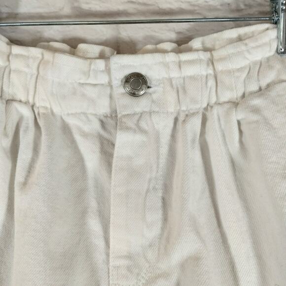 O Zara Big Girls White Paperbag High Rise Cotton Denim Jean Skirt NWT Size 11-12 - Picture 2 of 9